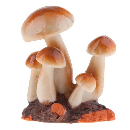 버섯 장식 작은 입상 안뜰 집 정원 마당 테이블 장식 미니 크기, 브라운 B, 수지