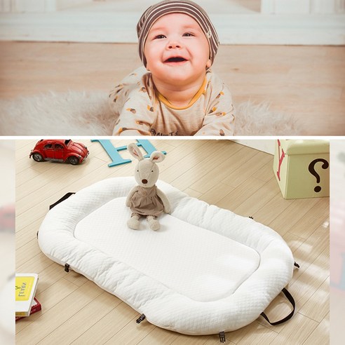 아기침대 유아 신생아 범퍼매트 휴대용 푹신한 침대 화이트