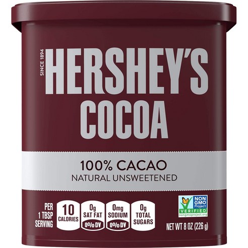 Natural Unsweetened Cocoa 허쉬 네추럴 달지않은 코코아 파우더 초코 글루텐프리 652g 2팩, 2개