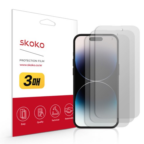 스코코 아이폰14 프로 지문방지 저반사 액정보호필름 3매, 단품