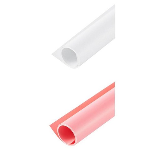 2Pcs 화이트 핑크 스튜디오 배경 사진 단색 배경 PVC 방수, 50 × 50cm