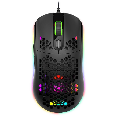 Monland HXSJ X600 게임용 마우스 RGB 조명 프로그래밍 PC 노트북용 6레벨 DPI USB 플러그 앤 플레이 ...