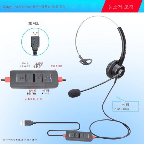 ZZJJC 이어폰 이어폰 헤드셋 헤드셋 헤드셋, USB-접속 컴퓨터-조음 음소거