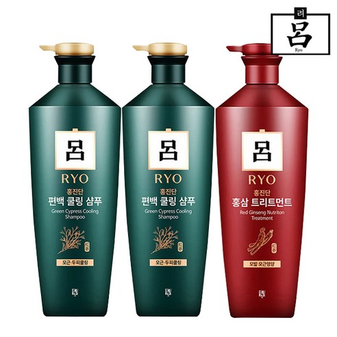 무료배송1+1 려 홍진단 홍삼/편백샴푸/트리트먼트 820ml, 홍삼영양샴푸1+홍삼영양트리트먼트1