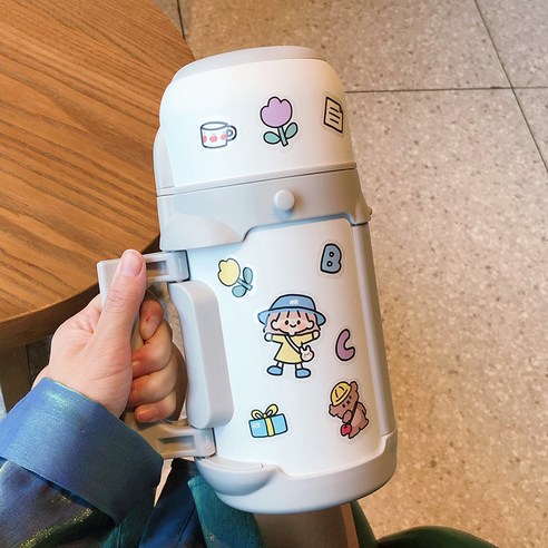 smy대용량 열 주전자 자동차 마운트 뜨거운 물병 야외 휴대용 여성 학생 기숙사 보온병 컵, 색깔5, 하나