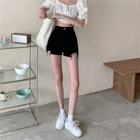 DFMEI 큰 사이즈 데님 반바지 여성 새로운 초고 허리 라인 와이드 레그 느슨한 핫 팬츠 얇은 조수