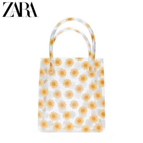 ZARA 자라여가방 옐로우 투명 여름꽃 미니 토트백 6816810090