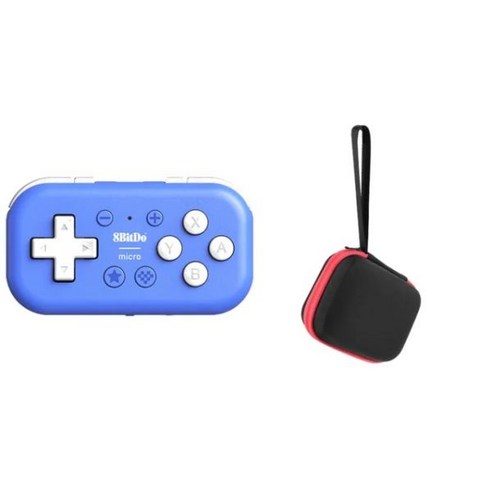 8bitdo키보드  8Bitdo 마이크로 게임패드 블루투스 포켓 컨트롤러 맥 OS 안드로이드 PC용 2D 게임용 무선, [06] Blue and Bag