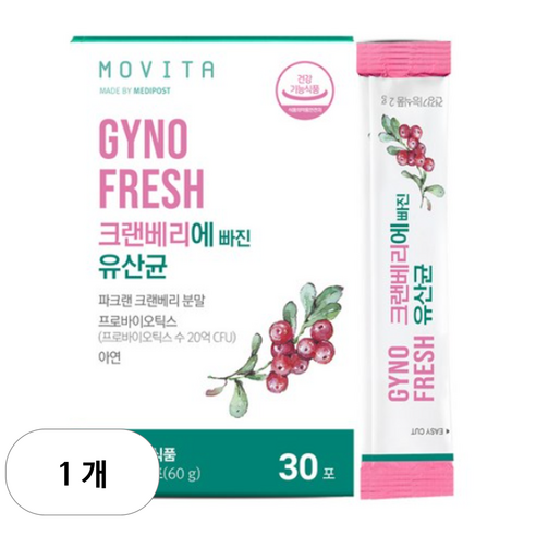 지노프레쉬 크랜베리에 빠진 유산균 30p, 1개, 30회분