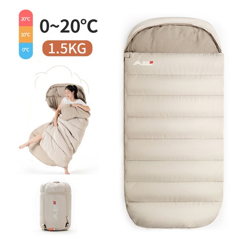 ANYOU 넓히다 캠핑 침낭 커플 침낭 동계 침낭 방한 도톰 휴대용 침 낭, 1500g, 1개, 카키