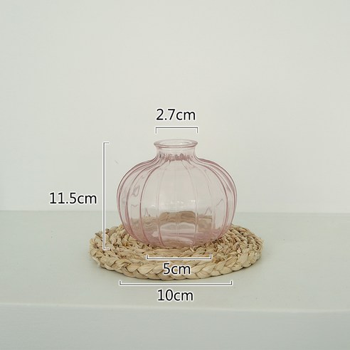 바람 투명 유리 수배 그릇 수양 작은 꽃병 창의 꽃꽂이 건화 꽃 거실 장식품 심플하다, 핑크 B (초경량, 슬림, 비침)