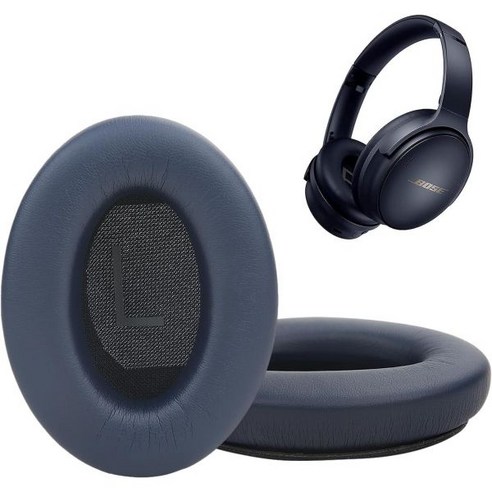 보스 QuietComfort 45 QC45 QC35 ii QC25 노이즈 격리 메모리 폼이 있는 헤드폰용 업그레이드된 교체용 이어 패드다크그레이, QC45 Navy Blue_Protein Leather