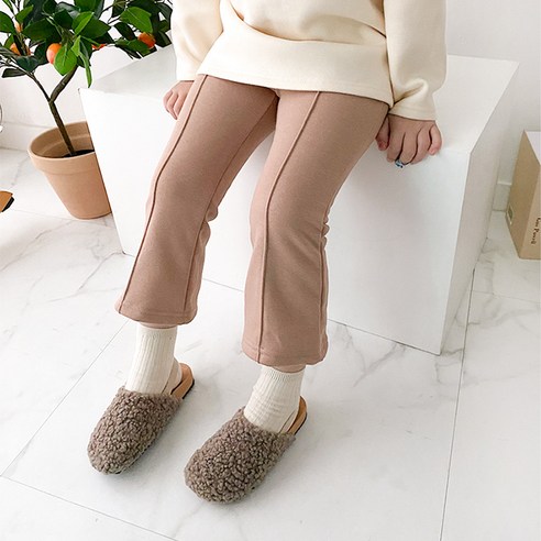 아도르베베 여아용 기모 핀턱 부츠컷 팬츠
