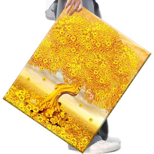 FASEN 액자 캔버스형보석십자수 DIY세트 라운드 비즈 40 X 50cm, FSE43.부잣나무, 1세트