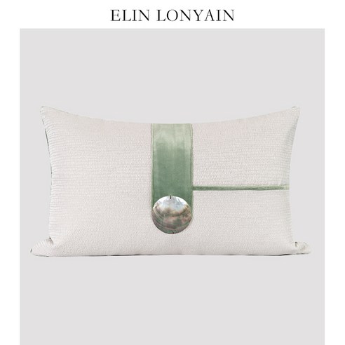 엘린 현대 간단한 빛 럭셔리 그린 모델 룸 침구 쿠션 베개 침대 엔드 담요, 녹색 허리 베개, 30x50cm (코어)