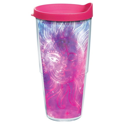 Tervis 이중벽 텀블러 트래블 리드 포함 텀블러/콜드컵, Celestial Moon Stars, 710ml