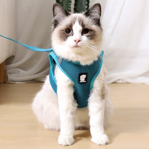 고양이하네스 고양이목줄 고양이 전용 산책줄 가슴줄, Dark green, 1개