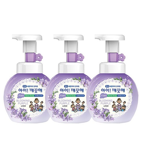 아이깨끗해 폼 핸드솝 블루밍 퍼플 핸드워시 용기 250ml, 3개