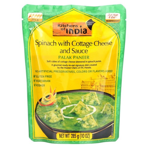 Kitchens of India Palak Paneer 코티지 치즈와 소스를 포함한 시금치 10 oz (285 g) 2팩, 2개, 285g