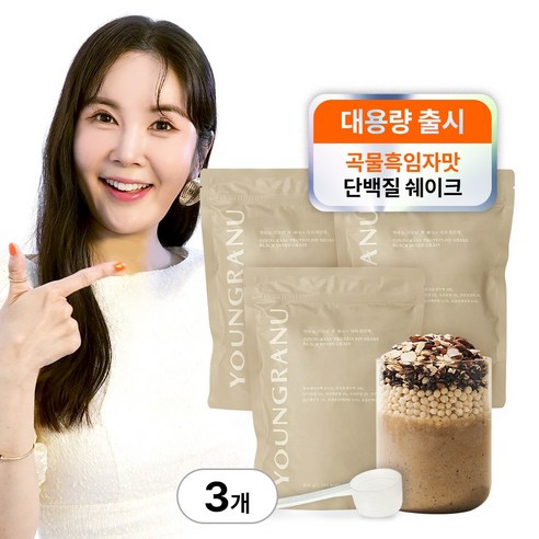 영라뉴 프로틴 핏 쉐이크 대용량 장영란 단백질 곡물흑임자맛 영란뉴, 630g, 3개