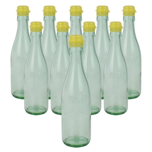 가인글로벌 청색 기름병300 유리병 참기름병 용기, 노랑, 10개, 300ml