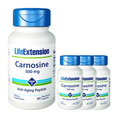 라이프익스텐션 카르노사인 500mg 베지테리안 캡슐, 60개입, 4개, 60정
