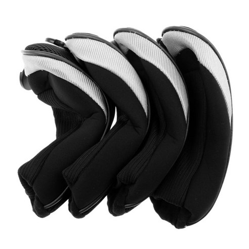 교환 할 수있는 번호 태그가있는 4Pcs 골프 클럽 헤드 커버 헤드 커버, 설명, 블랙