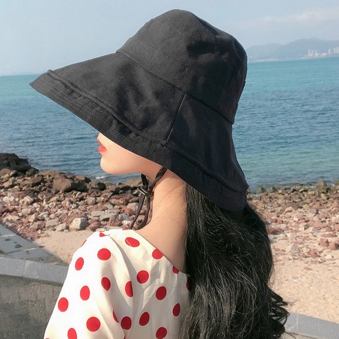DFMEI 오버사이즈 챙 벙거지 여하 나들이 선캡 선캡 문예용여여름, DFMEI 블랙 코튼 린넨