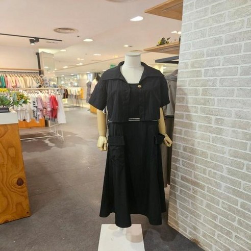 레코브 LC31D8TP508S_허리 시보리 배색 투피스 원피스
