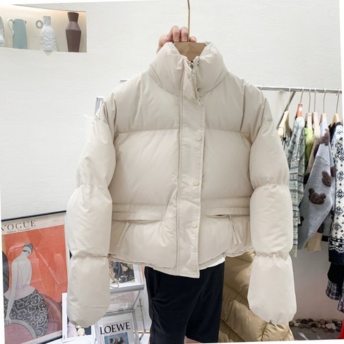 【DF】면화 패딩 자켓 여성 짧은 겨울 새로운 트렌디 빵 코트 한국어 스타일 느슨한 코튼 패딩 코트