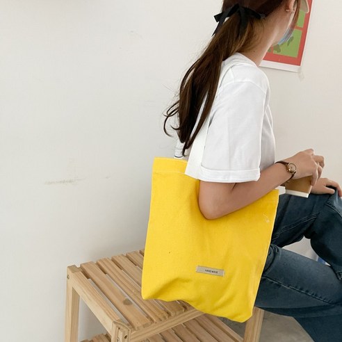 DFMEI 일본식 어 스타일 단일 어깨 솔리드 컬러 게으른 스타일 예술적 휴대용 캔버스 가방 여성 헝겊 가방