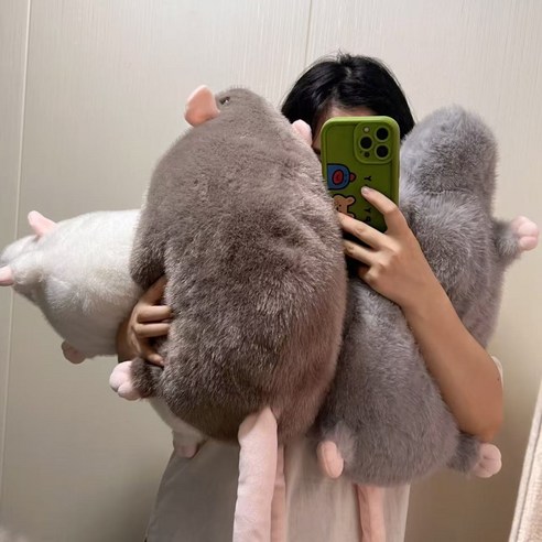 MAKABORO 빅 마우스 인형 쥐 봉제 인형 피규어 동물 인형 생일 선물, 1개, 그레이, 55cm