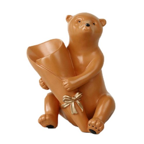 현대 북극곰 꽃병 장식 결혼 선물 센터 화분, 갈색, 수지