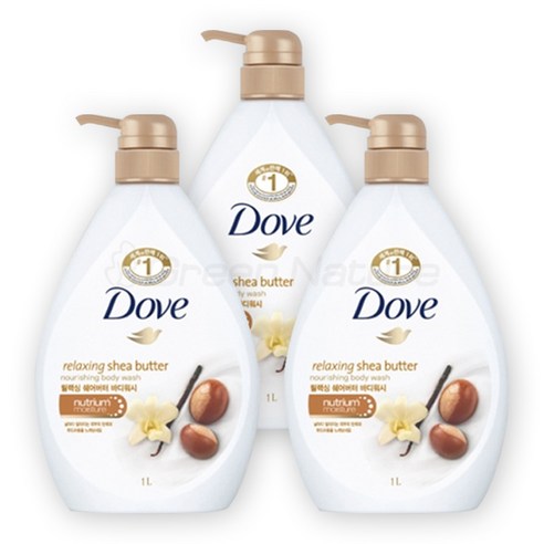 도브 쉐어버터 바디워시, 1L, 3개