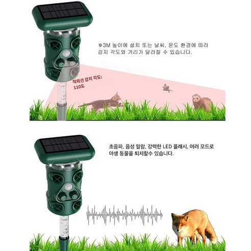 자연과 공존하는 RYNOVEX 360도 태양열 충전 야생동물 퇴치기