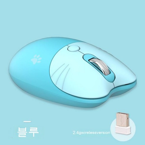 YJQ 듀얼 모드 마우스 2.4g 무선 마우스 블루투스 마우스 귀여운 만화 마우스 인체 공학적 3D 오피스 마우스 선물 PC 태블릿, 2.4G-Blue, 하나