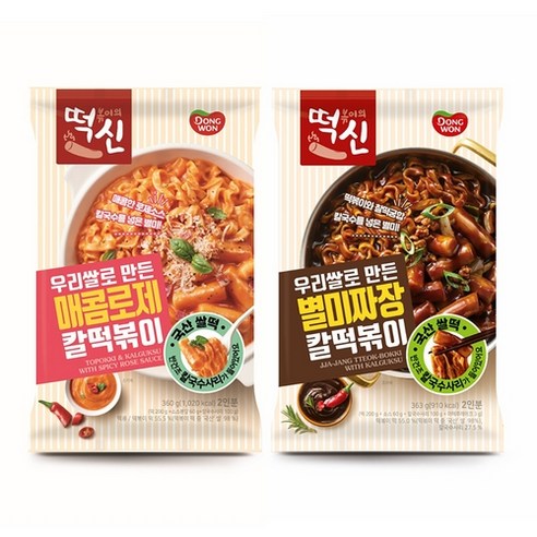 동원(Dongwon) 별미짜장칼떡볶이 또는 매콤로제칼떡볶이 2인분 X 4팩 (8인분), 4개, 363g