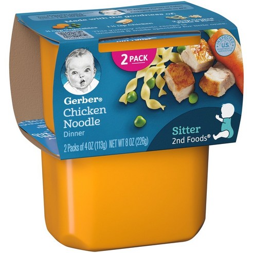Gerber 2단계 어린이 식품 113g 2개입, 치킨 누들(Chicken Noodles), 1개, 226g
