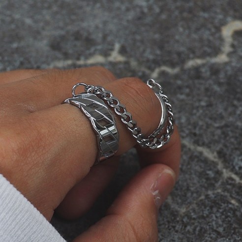 빅애플샵 남자 반지 검지 연결 체인 링 스트릿 패션 레이어드 Finger chain