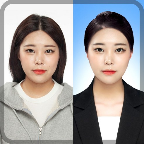 셀프 증명사진 [18장] 인화 출력 인쇄 핸드폰 셀카 여권사진 반명함 주민등록증 정장 합성 비자, 3-1.여권(3.5x4.5)+배경수정