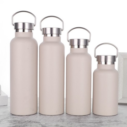 ZZJJC 304 스테인리스 스틸 아웃도어 스포츠 주전자 500ml, 350ml, 감아 만든 카키색 배합