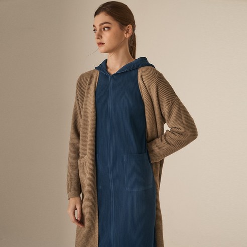 요이츠 베이직 빗살 니트 롱 가디건_YG09WRD41