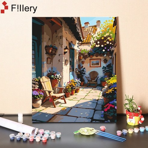 FiIIery DIY명화그리기 피포페인팅 풍경화 인물화그리기 그림그리기 세트 40 x 50cm, 114-풍경화 D