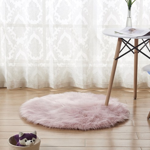 오스트레일리아 모조 양털 카펫 원형 깔개 벨벳 거실 탁자 카펫 침실 깔개, 핑크