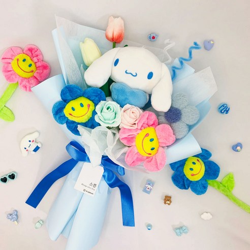 산리오 시나모롤 인형 꽃다발 졸업식 연주회 재롱잔치, 1개, 하늘색