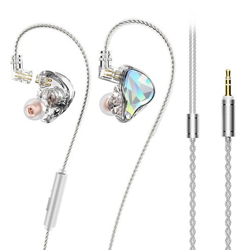 Lafitear LV 플래이너 & 다이나믹 드라이 유선 이어폰 3.5mm 마이크 포함, 화이트