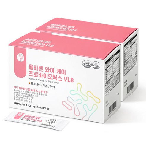 올바른 와이 케어 프로바이오틱스 질 유래 유산균 VL8, 135g, 3개