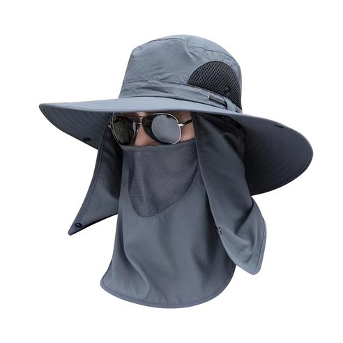 ANIASAI 여름 남자 여자 모자 야외 얼굴 마스크 와이드 브림 양동이 모자 태양 보호 낚시 사냥 하이킹에 대 한 넓은 가장자리 모자, Dark Grey A