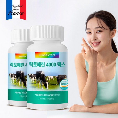 뉴본트리 락토페린 4000mg 맥스 초고함량 프랑스산 고농축 모로오렌지 배합, 2개, 60정