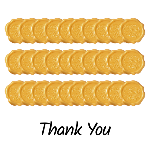 블루제이 프리미엄 실링왁스 스티커 대용량, Thank you, 30개, 옐로우